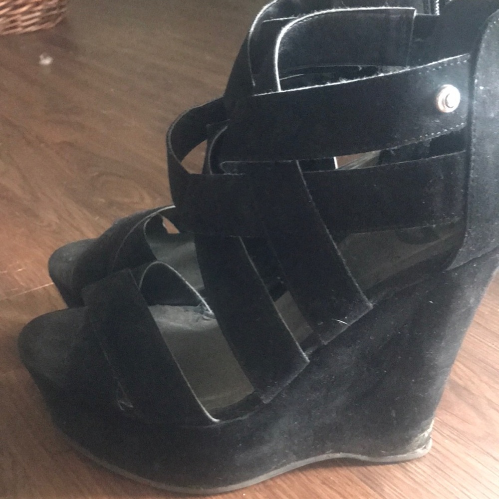 Suede platform heels by Guess